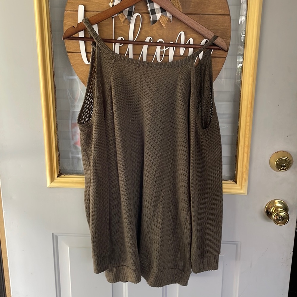 Dark green off shoulder sweater